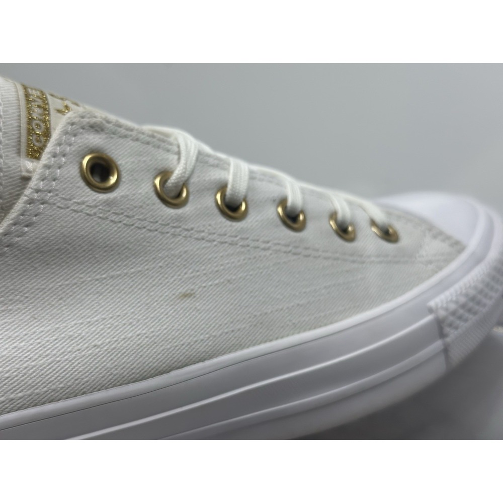Converse Unisex All Star Egret/White Gold Accents Sneaker Shoe Womens Size 10 - Picture 5 of 10